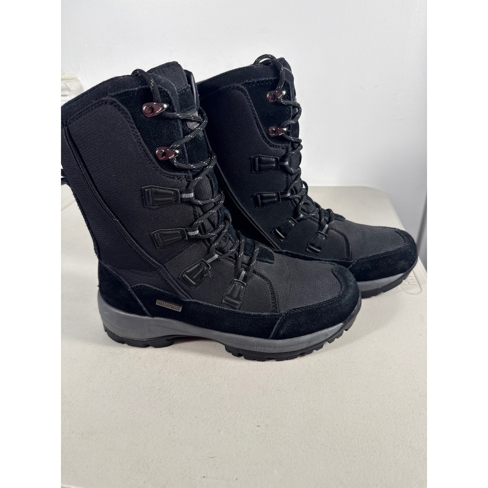Rockmark Women Waterproof Winter Boots Black Suede Textile Lace Up Snow Hiking 7